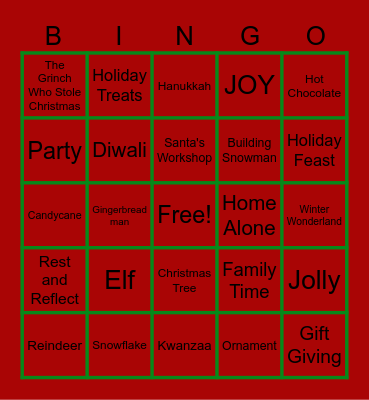 CCSO Winter Party Bingo Card