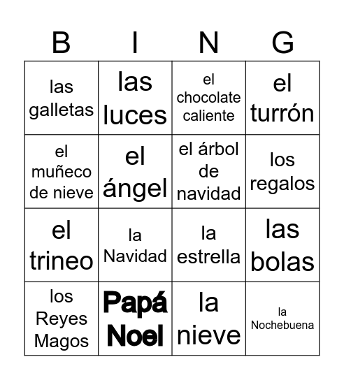 Bingo de Navidad Bingo Card