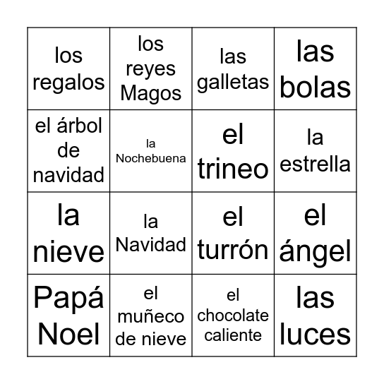 Bingo de Navidad Bingo Card