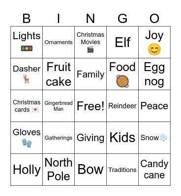 Christmas Bingo Card