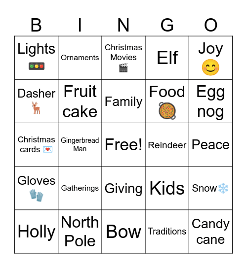 Christmas Bingo Card