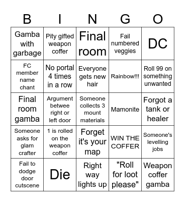 TRESURE HUNT BINGO Card