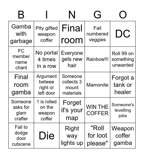 TRESURE HUNT BINGO Card