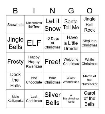 Holiday Bingo Card