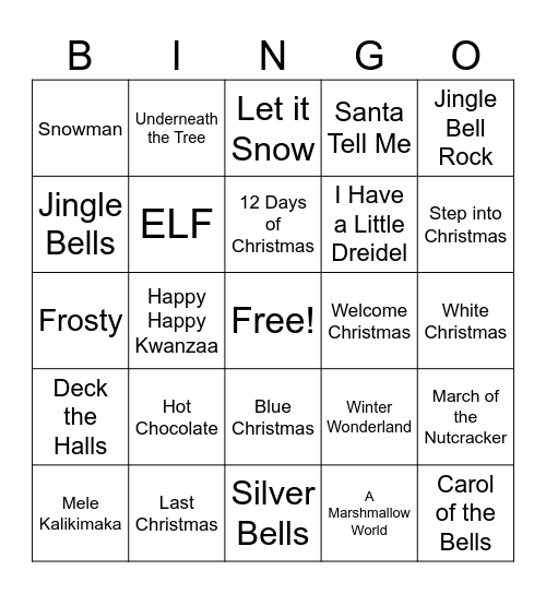 Holiday Bingo Card