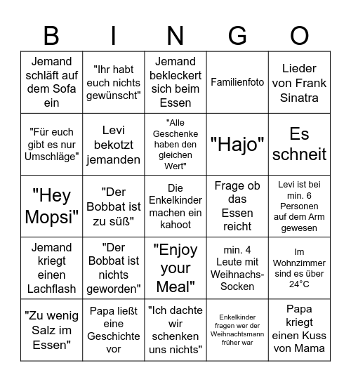 Weihnachten 2024 Bingo Card