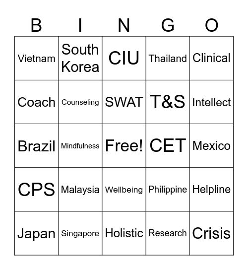 Clinical Christmas Party Bingo Card