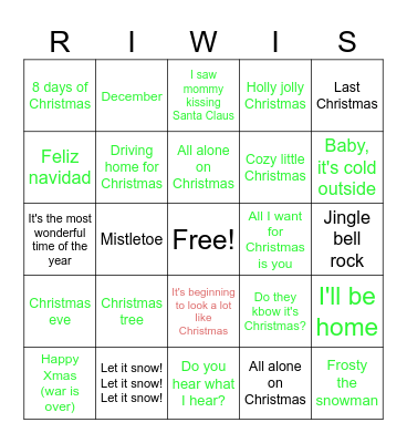 Kerst bingo Card