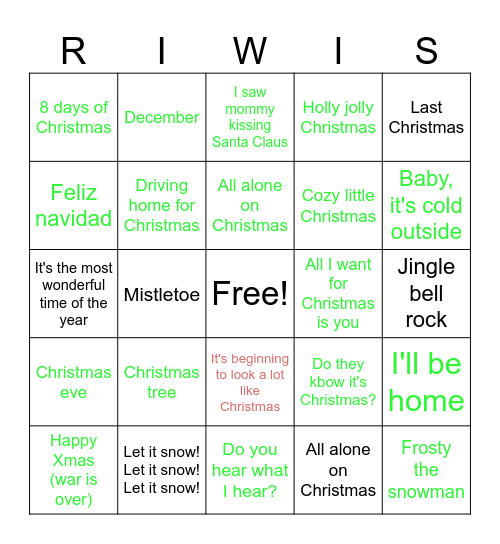 Kerst bingo Card