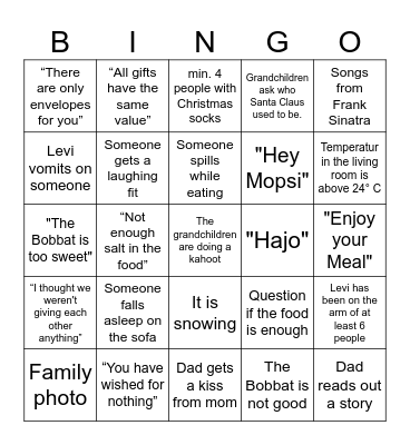 Weihnachten 2024 Bingo Card