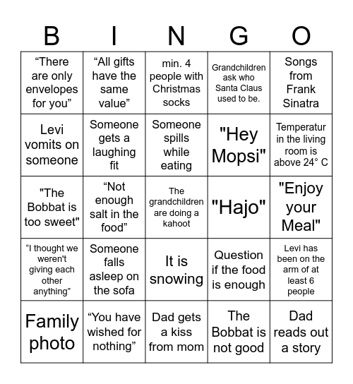 Weihnachten 2024 Bingo Card