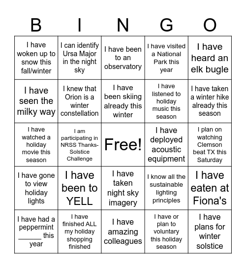 NSNSD Bingo Card