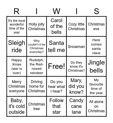 Kerst Bingo Card