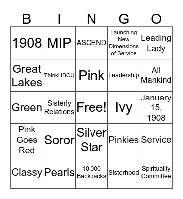 AKA 2016 Great Lakes Cluster  Bingo Card