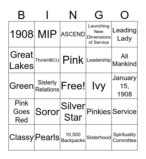 AKA 2016 Great Lakes Cluster  Bingo Card