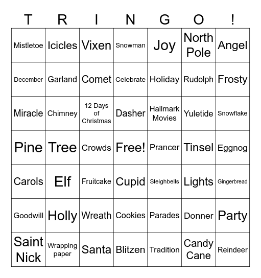 TRINGO Bingo Card