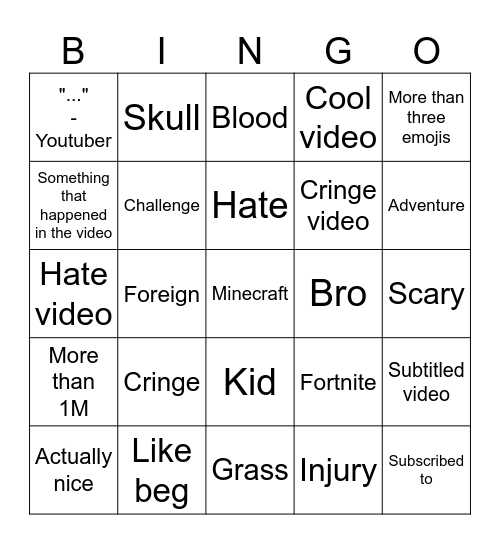 Untitled Bingo Card