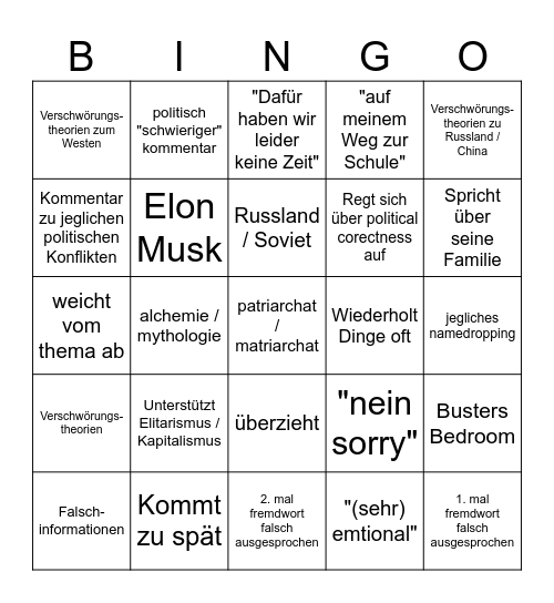 Sinnig Bingo Card