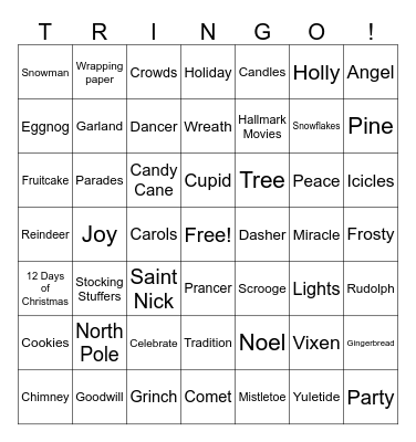 Treasury Tringo Bingo Card
