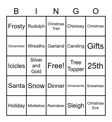 Holly Jolly Bingo Card