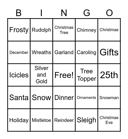 Holly Jolly Bingo Card