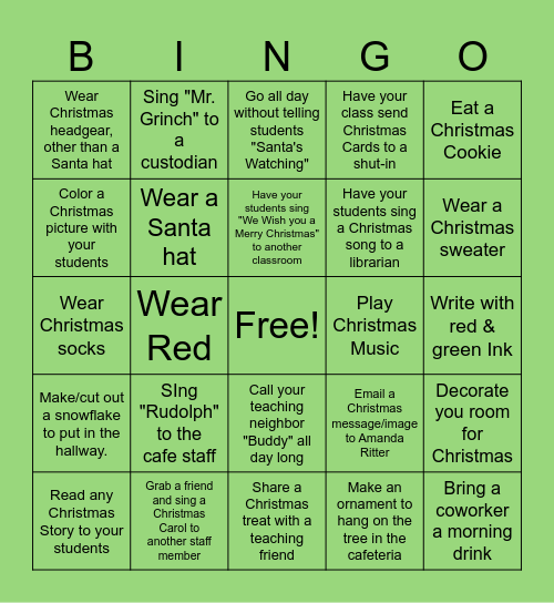 Christmas Bingo Card