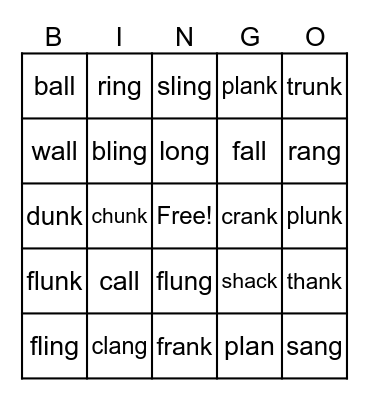 Blends, digraphs, and glued sounds Bingo Card
