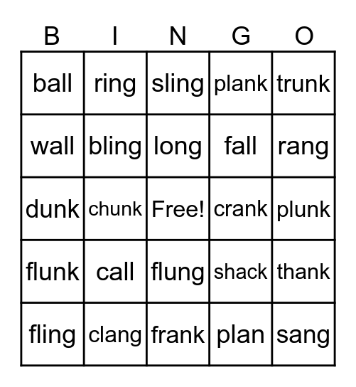 Blends, digraphs, and glued sounds Bingo Card