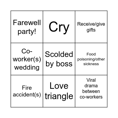 Work Bingo Card