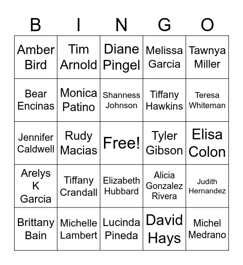 Legacy Staff Bingo Card