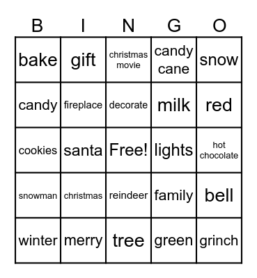 christmas bingo Card