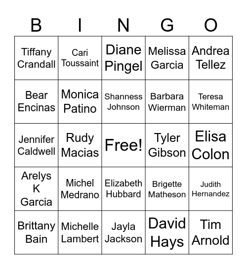 Legacy Staff Bingo Card