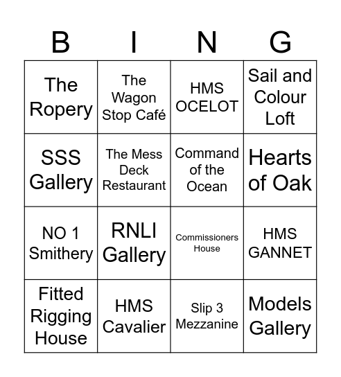 Dockyard Bingo Card