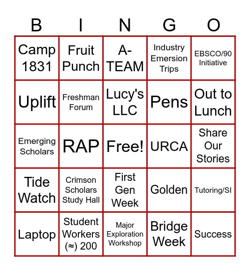 Capstone Center for Student Success Bingo Card