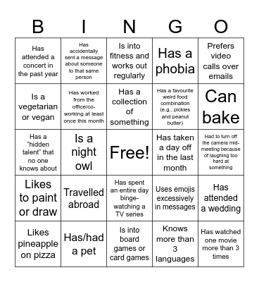 Bingo! Bingo Card