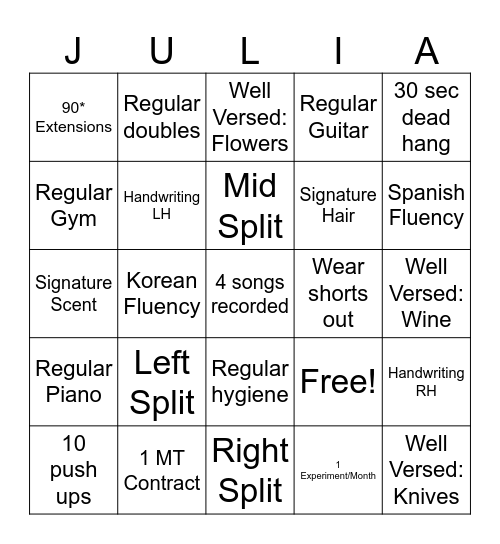 Build a Badass 2025 Bingo Card