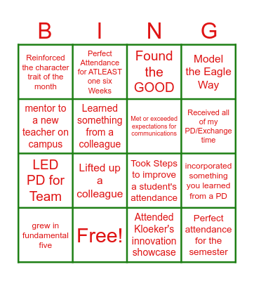 Semester Celebration Bingo Card