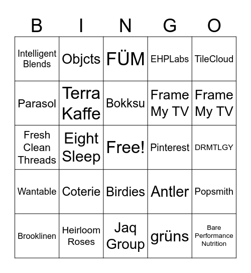 Clients Bingo Card