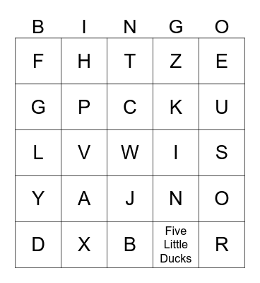 Alphabet Bingo Card