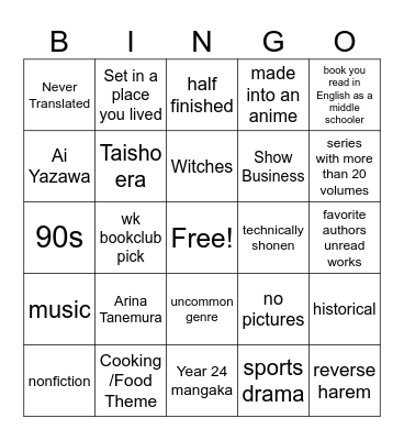 2025 Reading Bingo Card
