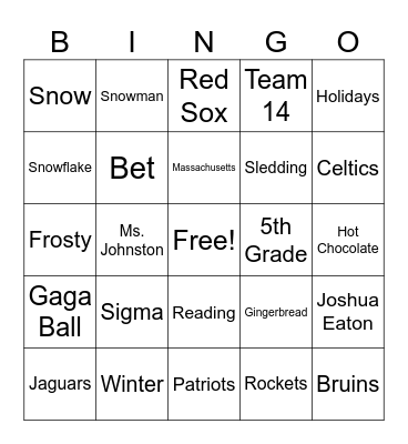 Ms. Johnston's Winter Party Bingo Card