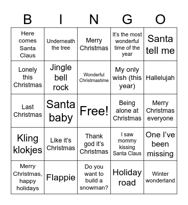 Kerstmuziek Bingo Card
