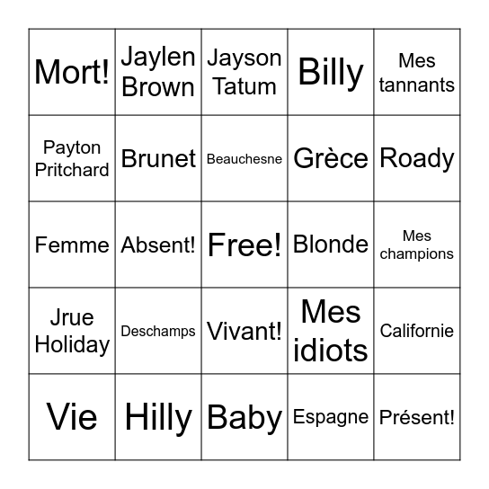 Bingo de Noël Bingo Card