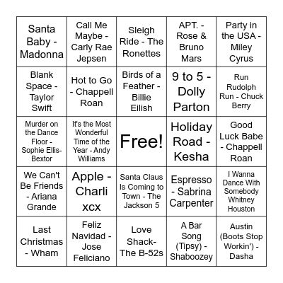 Music Bingo! Bingo Card