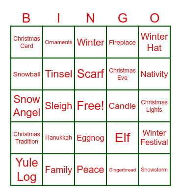 Christmas Bingo Card