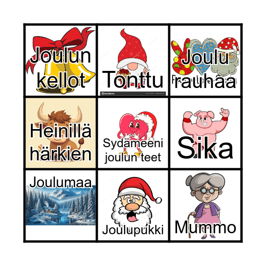 Joululaulu Bingo Card