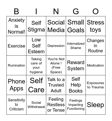 Mental Health Bingo! Bingo Card