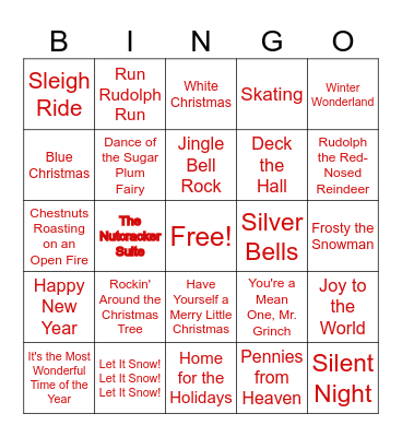 Holiday Music Bingo Card