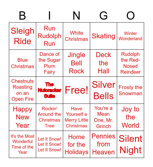 Holiday Music Bingo Card