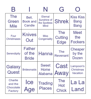 Cinema Bingo Round 1 Bingo Card